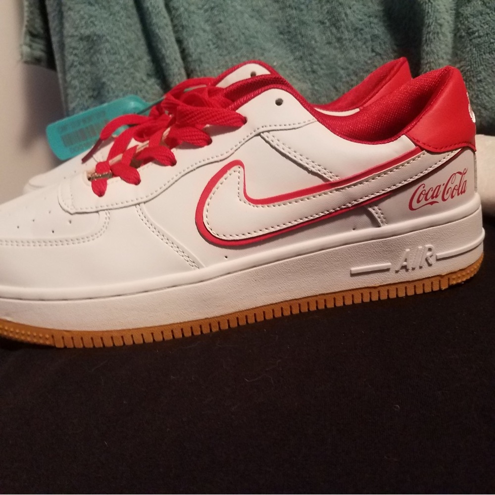 Nike air AF1 custom “Coca-Cola” Air Force 1’s, white w/ Coke red lows. Brand New